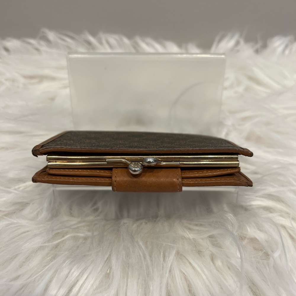 Celine Vintage Paris Kisslock Compact Leather & Canvas Wallet - Picture 6 of 9